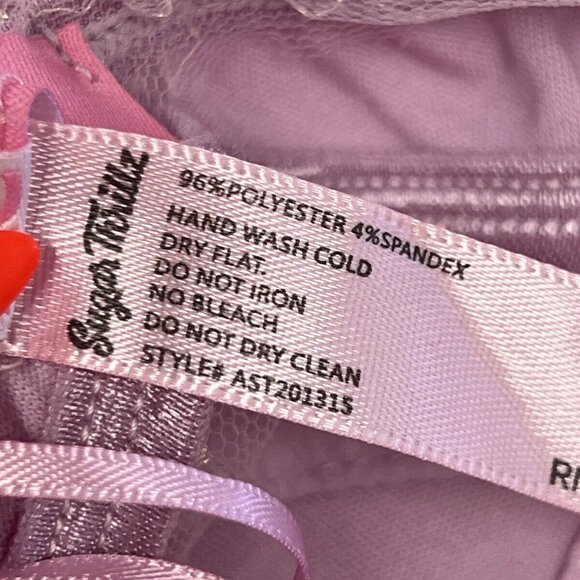 Sugar Thrillz Miss U More Pink Sheer Crop Top Size Xs Extra Small Babydoll - Picture 5 of 8